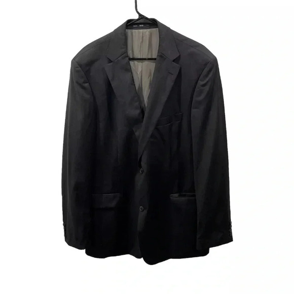 Hugo Boss Pasolini Movie Charcoal Grey 2 Button Super 100 Wool Blazer Jacket 46L - Picture 1 of 9